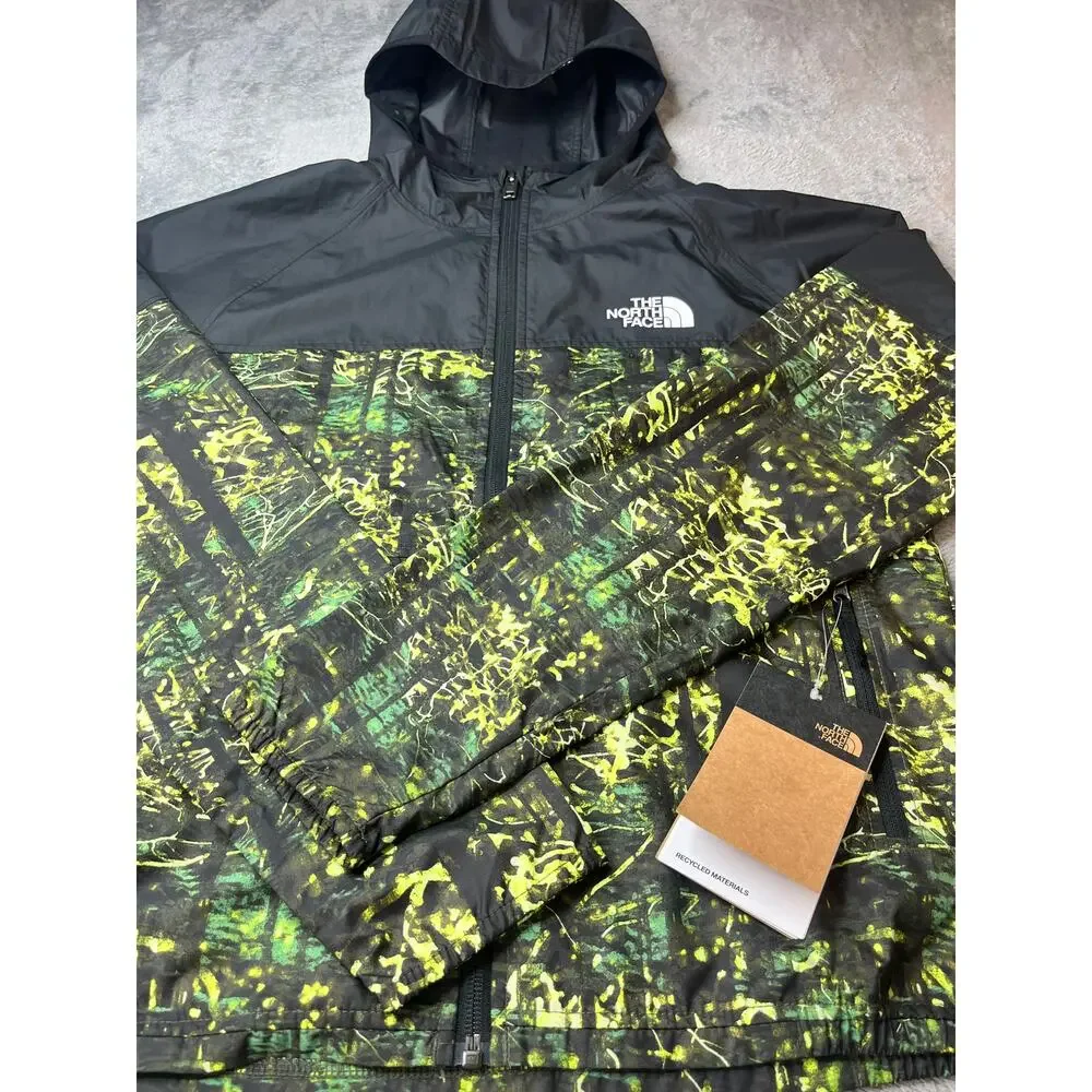 The North Face Boys Never Stop Wind Hoodie Green Forest Print XL‎ 14/16 New